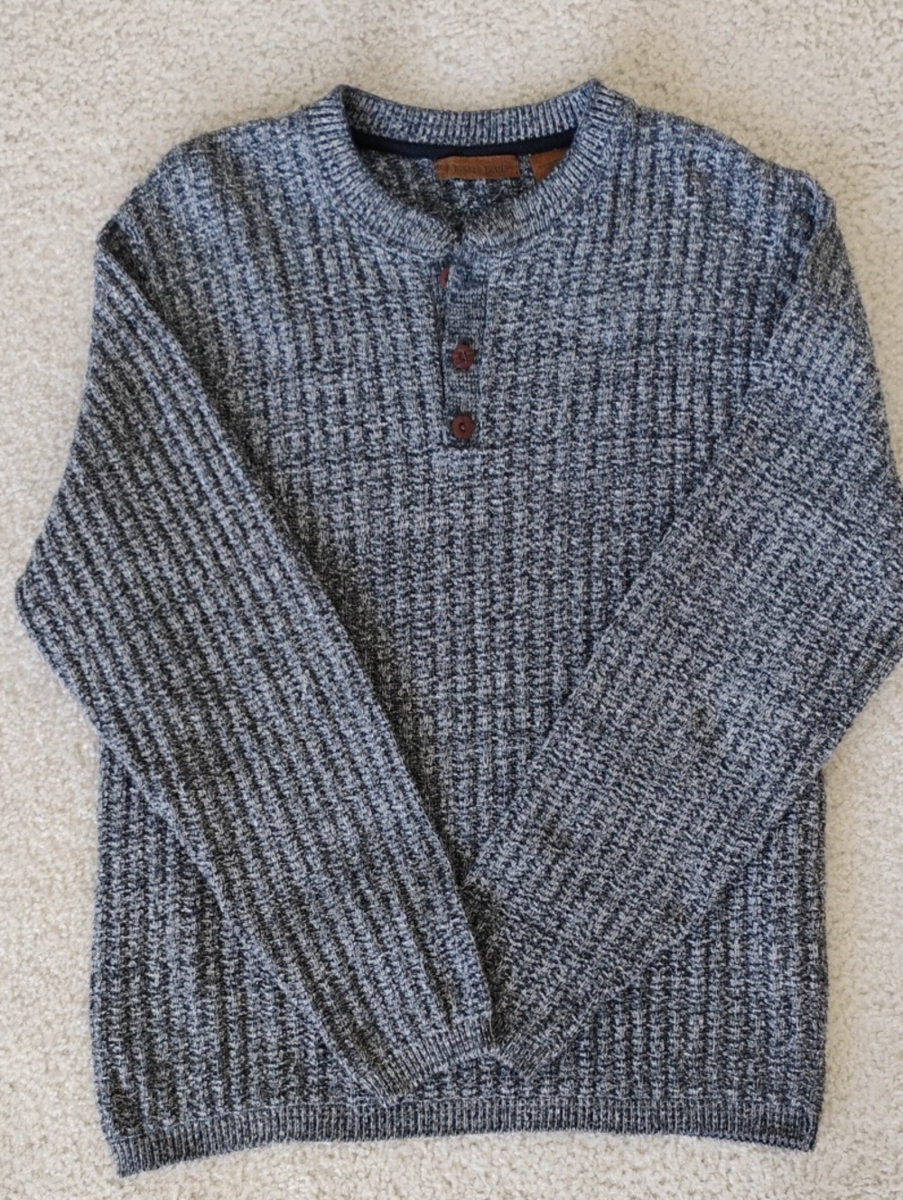 VTG Rugged Trails Chunky Marled Knit Henley 3 Button Sweater Cotton Blend EUC M